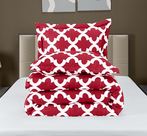 Queen Comforter Set 3 Piece Red by Utopia Bedding, Printed Comforters Queen Size, Bedding Comforters Sets, Down Alternative Soft Bed Set, 1 Comforter (88 x 88 inches) 2 Pillow Shams (20 x 26 inches) Utopia Bedding
