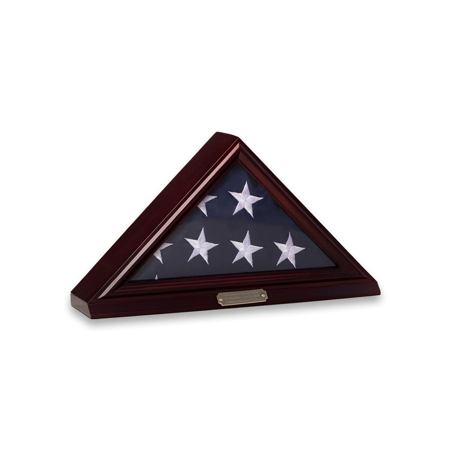 Bey-Berk Custom Personalized Solid Wood Triangle Glass Front Flag Display Case, Holds 3ft by 5ft Flag, Not Suitable for Burial or Memorial Flag (Mahogany) (Mahogany) - WoodArtSupply