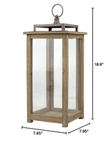 Stonebriar 18 Inch Rustic Wooden Candle Hurricane Lantern, For Table Top, Mantle, Wall Hanging, or Garden Display, Indoor & Outdoor Use, Extra Large Stonebriar