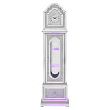 Acme Noralie Wood Frame Grandfather Clock with LED in Mirrored and Faux Diamonds Acme