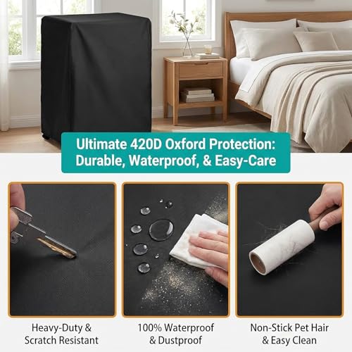WOMACO Universal Rollaway Bed Cover, Folding Storage Cover Protector (Black, Twin / 38 Inch) WOMACO