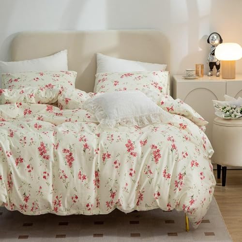 HighBuy Twin XL Comforter Set Pink Floral Boho Twin Extra Fit Comforter Set for College Boho Chic Flower Bedding Set All Season Farmhouse Lightweight Microfiber Comforters with 2 Pillowcases HighBuy