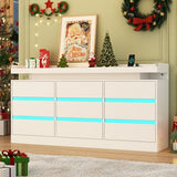 Hlivelood 9 Drawer Dresser with Power Outlet & LED Light, Modern Chest of Drawers for Closet Modern Large Dresser Organizer Cabinet for Bedroom, Living Room, White Hlivelood