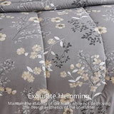 AIKASY Grey King Bed in a Bag 7-Pieces, Comforter Set with Sheets,Tree Branches and Flowers Printing Design,Ultra Soft Down Alternative All Season Bedding Set(King, Grey) AIKASY