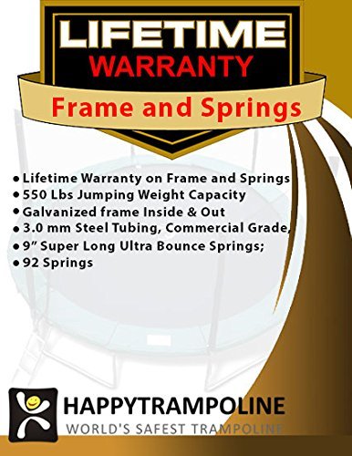 Happy Trampoline Pro Rectangle Trampoline 10x20 with Net Enclosure for Backyard Heavy Duty 750lbs Jumping Capacity - Commercial Grade Outdoor Galactic Xtreme