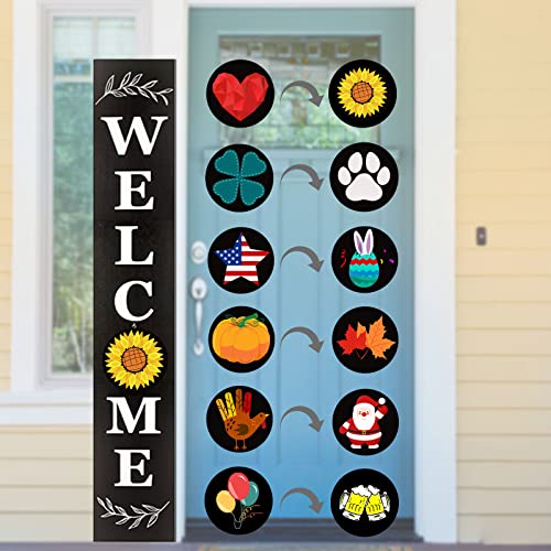 LOTKEY Interchangeable Welcome Sign for Front Porch Standing LOTKEY