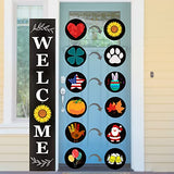LOTKEY Interchangeable Welcome Sign for Front Porch Standing LOTKEY