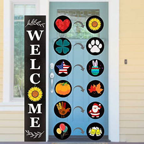 LOTKEY Interchangeable Welcome Sign for Front Porch Standing LOTKEY