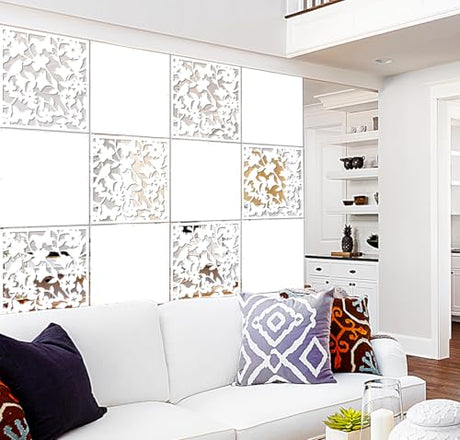 Lchen Hanging Room Divider Panel, 12 Pieces White Screen Panels Solid Board Cut Room Partition Home Decoration(Mixed,15.7"x15.7"x0.03") Lchen