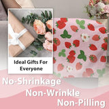 Zzkol Pink Strawberry Flannel Throw Blanket, Red Pink Fruit Floral Birthday Gifts for Kids Girls Women Adults Teen, Spring Summer Flowers Soft Blankets for Bedding Sofa 50" x 60" Zzkol
