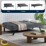 Serta Fairwood 66.1" Convertible Futon Sofa, Short Twin Size, Modern Boho, Dream Coil Comfort, Fingerguard Pinch Point Protection, Soft Woven Polyester Fabric, Charcoal Serta