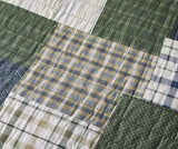 Chezmoi Collection Cedar 2-Piece Printed Patchwork Quilt Set, Green Navy Plaid Coverlet - Pre-Washed Microfiber Lightweight Bedspread for All Seasons, Twin Size Chezmoi Collection