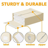 SpaceAid 8 Pack Bed Sheet Organizers and Storage, Foldable Sheet Organizer for Linen Closet, Sheets Set Folder Keeper with Window XL (Queen & King Size) Bedding Container (Beige, 8 Pack) SpaceAid