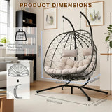ZOMEYLPO Double Hanging Egg Chair, Hammock Chair with Stand, Swing Chairs with Cushion 700 LBS Capacity for Indoor, Bedroom, Outdoor, Porch, Patio, Beige ZOMEYLPO