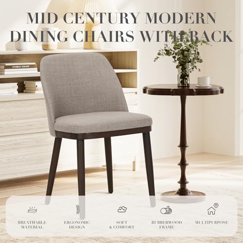 COLAMY Upholstered Dining Chairs Set of 6, Modern Kitchen Chairs with Back, Fabric Side Dining Room Chairs with Wood Legs for Kitchen Dining Room Restaurant, Camel COLAMY