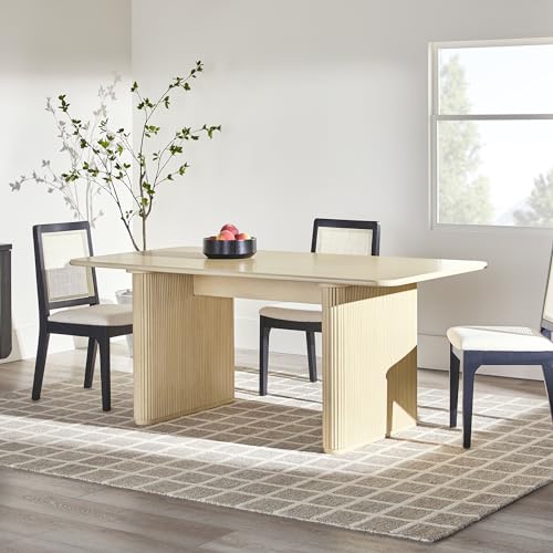 Walker Edison Modern Vertical Reeded Plinth-Base Dining Table, 68 Inch, Birch Walker Edison