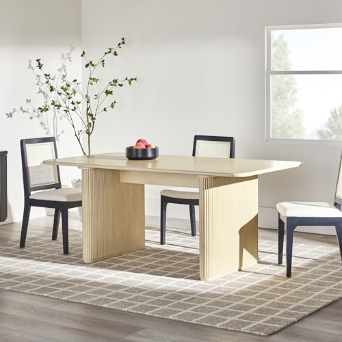 Walker Edison Modern Vertical Reeded Plinth-Base Dining Table, 68 Inch, Birch - WoodArtSupply