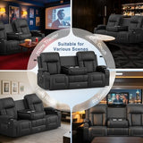 DG PEAFOWL Loveseat Recliner Sofa with Flip Backrest Design, 3 Seat Reclining Couch with Drawer, Pocket, USB Ports & Phone Holders, Wall Hugger RV Sofa Recliner Couch for Home Theater Seating