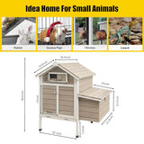 PetsCosset 32" Chicken Coop Wooden Hen House for 1-3 Chickens,Outdoor Poultry Cage with Pull Out Tray,Garden Backyard Chicken Coops Cages with Nesting Box，Chicken Houses Hen Cage with Ramp Run(Grey) PetsCosset