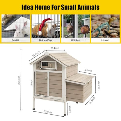 PetsCosset 32" Chicken Coop Wooden Hen House for 1-3 Chickens,Outdoor Poultry Cage with Pull Out Tray,Garden Backyard Chicken Coops Cages with Nesting Box，Chicken Houses Hen Cage with Ramp Ru - WoodArtSupply