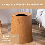 Anti Spill Wood Style Waste Basket - Kids and Pet Proof Garbage Container - Open Top Indoor Outdoor Trash Can - 12L/3.2Gal Capacity - Patio Garbage Can - Round Sleek Garbage Bin - 10inx10inx12in Trashaholic