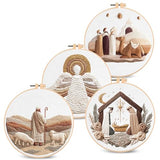 Santune Christian Embroidery kit,Nativity Scene Needlepoint Cross Stitch Kits for Beginners Adult,Needle Point Sets,4 Embroidery,2 Hoops,Christmas Ornaments