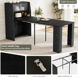 86.6" Extendable Dining Table Seats 4-6, Foldable Kitchen Table with Storage Cabinet for Small Spaces, Multifunctional Console Table with Built-in Shelf, Modern Black Finish (Black Table Only) HIPIHOM