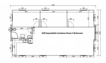 40FT Tiny Home for Living, Amar Portable Prefab House with 3 Bedrooms, Fully Equipped Bathroom and Kitchen, Foldable Mobile Home with Steel Frame, Prefabricated Expandable (White-Black) - WoodArtSupply