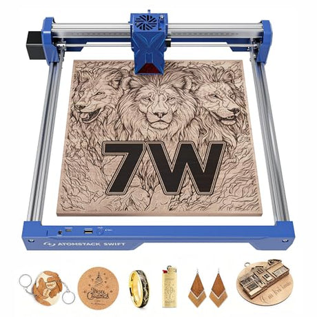 ATOMSTACK Swift 7W Laser Engraver, Swift 7W Laser Cutter, 0.06mm High Accuracy Laser Engraving Machine for Wood and Metal, Dark Acrylic, Glass, Leather Blue ATOMSTACK