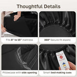 California Design Den Soft Twin Sheets Set - 400 Thread Count Sateen, 100% Cotton Sheets, Deep Pockets, and Durable Bedding Set for Dorm Rooms & Adults - Black California Design Den