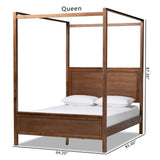 Baxton Studio Veronica Modern and Contemporary Walnut Brown Finished Wood Queen Size Platform Canopy Bed Baxton Studio