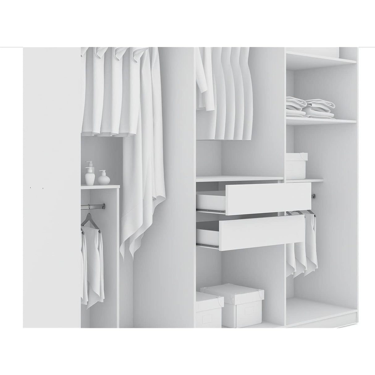 Manhattan Comfort Gramercy 3-Sectional Wood Wardrobe Armoire Closet in White Manhattan Comfort