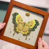 Craftreasure Embroidery Kit for Adults, Butterfly Embroidery Kit for Beginners Include Embroidery Beads Threads for Craft Lover Hand Stitch with Embroidery Skill Technique (Green - Easy)