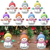 Personalized Christmas Ornaments with Names Snowman 7 Pcs Custom Family Ornament Customized Xmas Tree Hanging Wood Decoration Gift 3.15"（8cm） Fadace