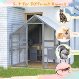 YOPTO 28ft² Large Outdoor Cat House, Luxury Wooden Walk-in Catio Enclosure with 2 Doors & 2 Hiding Houses, Escape-Proof Locks + Waterproof Roof - Customizable Multi-Cat Playpen (Gray) YOPTO