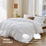 Bedsure Duvet Cover Full Size - Soft Double Brushed Bedding Set for Kids & Adults, Zipper Closure, 3 Pieces, Includes 1 Duvet Cover (80"x90") & 2 Pillow Shams, NO Comforter, White Bedsure