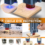 SCULPFUN S9 Laser Engraver, 90W Laser Cutter, with Eye Protection, High-precision Wood Engraver Cutting Machine, for Wood Jewelry DIY Design Model Nameplate Puzzle, 16.14x16.34in Engraving (5W) SCULPFUN