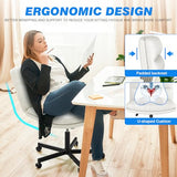 Rfiver Ergonomic Armless Criss Cross Chair with Height Adjustable and Swivel, Wide & Thickened Cushion Cross Legged Vanity Chair, Comfortable PU Leather Desk Chair for Computer Task and Make Up, White Rfiver