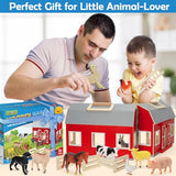 YEEBAY Farm Animals Toys for 3+ Year Old Kids Toddlers Girls Boys, Large Wooden Barn with Animal Play Figures, Farm Playset Educational Learning Toys, Ideal Christmas Birthday Gifts YEEBAY