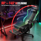 EXRACING Gaming Chair with Footrest Ergonomic High-Back PU Leather Computer Chair with RGB LED Lights Linkage Armrests Lumbar Support and Headrest 150°Reclining Diamond Quilted Office Chair for Adults EXRACING