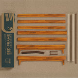 Bme Caden 15-Inch Adjustable Headboard Queen Bed Frame - Mid-Century Retro Acacia Wood, No Box Spring Needed Bme