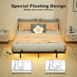 LUKIROYAL Floating Bed Frame Queen Size with Smart LED Lights and Charging Station - Modern LED Bed Frame with Lights, Floating Beds, Easy Assembly No Box Spring Needed. LUKIROYAL