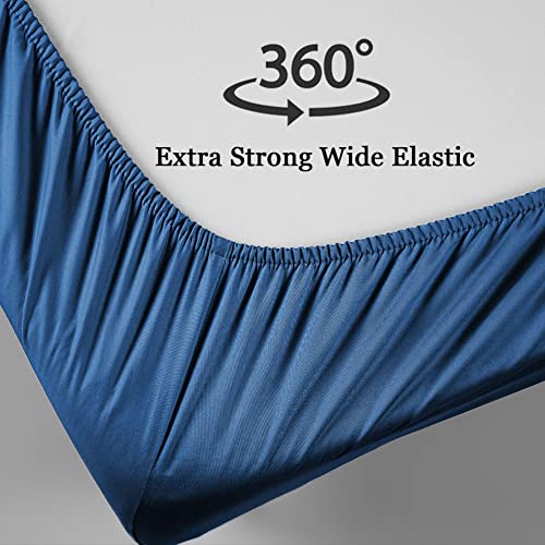 SONORO KATE Bed Sheet Set Super Soft Microfiber 1800 Thread Count Luxury Egyptian Sheets 16-Inch Deep Pocket Wrinkle and Hypoallergenic-4 Piece(Queen, Navy Blue) SONORO KATE