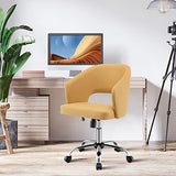 Giantex Home Office Desk Chair, Comfy Upholstered Chair with Hollow Design & Height Adjustable, Modern Rolling Swivel Armless Chair, Leisure Task Cute Chair for Living Room Study Vanity, Yellow Giantex