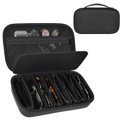 Travel Sunglass Organizer Case for Sojos/for Goodr/for Quay Polarized Sunglasses Men Women, Trendy glasses Storage Holder for Retro Oval/Rectangle Aviator Shady Rays Sun glasses (Bag Only), Black,L