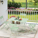 MELLCOM 5-Piece Foldable Patio Dining Set with Rectangular Table and Chairs, Weather-Resistant Iron Outdoor Dining Set for 4 People, Outdoor Table and Chairs for Patio, Yard, Indoor, Green MELLCOM