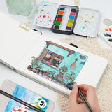 Funto Watercolor Journal, 8.5x5.5, 48 Pages, Cold-Pressed, Inner Paper Pocket and Elastic Band, Art Supplies for Mixed Media Funto