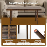 Tangkula Wood Coffee Table, Farmhouse Acacia Wood Cocktail Table with Slatted Tabletop for Living Room, Rectangle Center Tea Table for Small Spaces, Easy Assembly, 39 x 18 Inch (Rustic, Brown) Tangkula