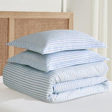 Levtex Home Martha Stripe Blue Reversible King/Cal King Comforter Set (106x94in) with 2 Pillowcases (36x20in) - Stripe Bedding - Blue, White - Cotton King Size Comforter Set - Lofty, Soft Levtex Home