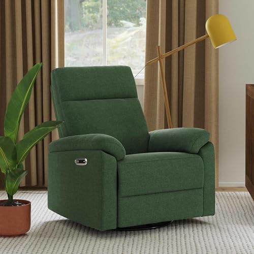 DaVinci Suzy Power Recliner - Swivel Nursery Glider w/USB Port Electric Recliner Chairs for Adults - GREENGUARD Gold Certified - 270° Reclining Rocking Chair for Nursery & Living Room - Pine Green DaVinci
